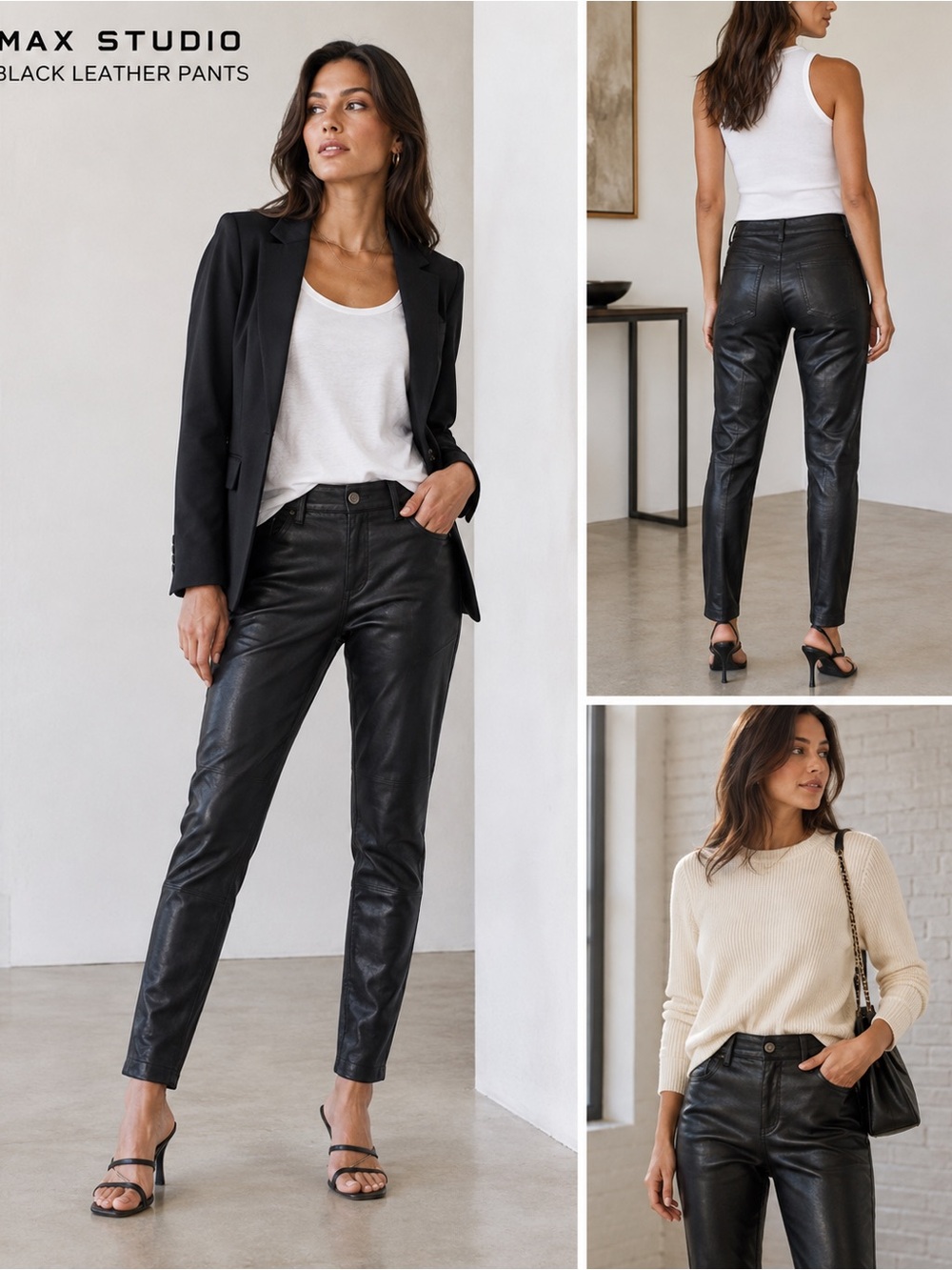 🖤MAKE OFFER🖤 Max Studio Country NWT Black Leather Pants Sz 29 $748 Moto Womens